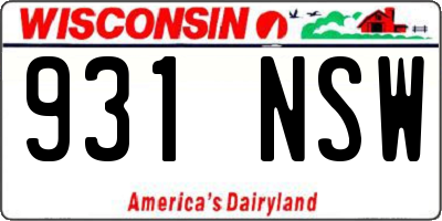WI license plate 931NSW