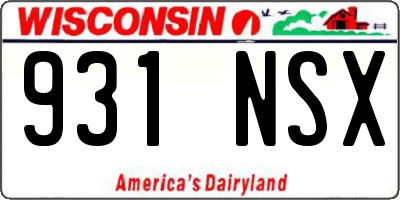 WI license plate 931NSX