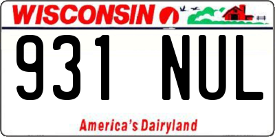 WI license plate 931NUL