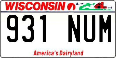 WI license plate 931NUM