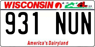 WI license plate 931NUN