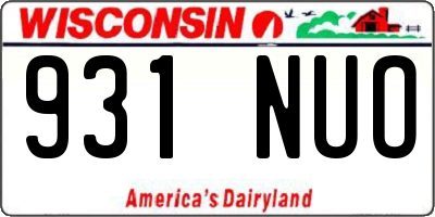 WI license plate 931NUO
