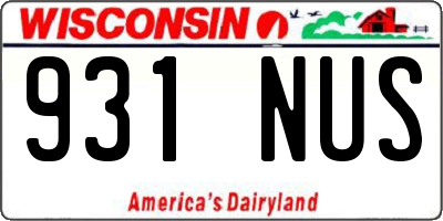 WI license plate 931NUS