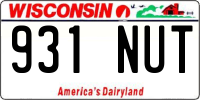 WI license plate 931NUT