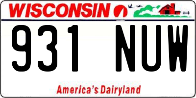 WI license plate 931NUW