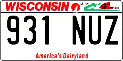 WI license plate 931NUZ