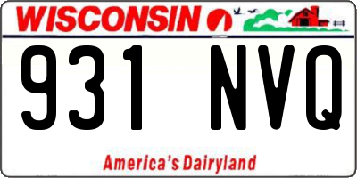 WI license plate 931NVQ