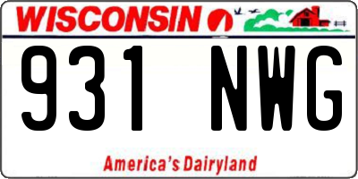 WI license plate 931NWG