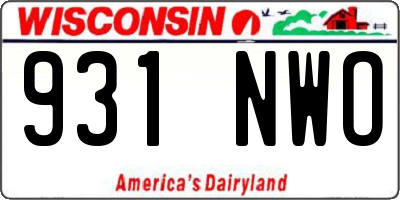 WI license plate 931NWO