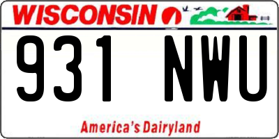 WI license plate 931NWU