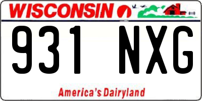 WI license plate 931NXG
