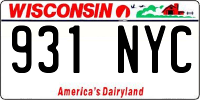 WI license plate 931NYC