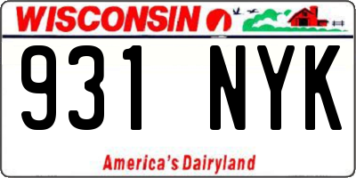 WI license plate 931NYK