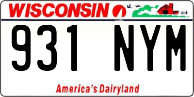 WI license plate 931NYM