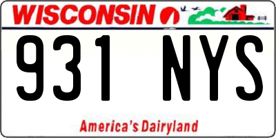 WI license plate 931NYS