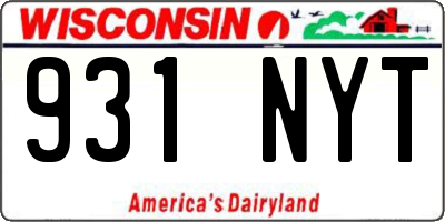 WI license plate 931NYT