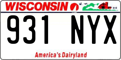 WI license plate 931NYX