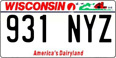 WI license plate 931NYZ