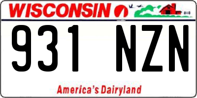 WI license plate 931NZN