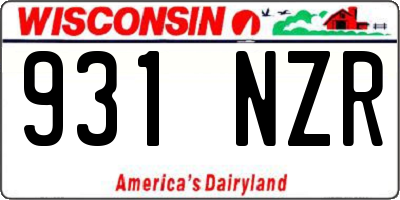 WI license plate 931NZR