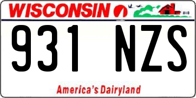 WI license plate 931NZS