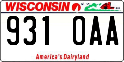 WI license plate 931OAA