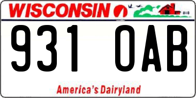 WI license plate 931OAB