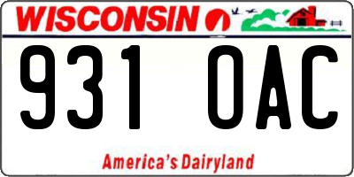 WI license plate 931OAC
