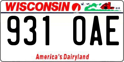 WI license plate 931OAE