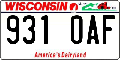 WI license plate 931OAF
