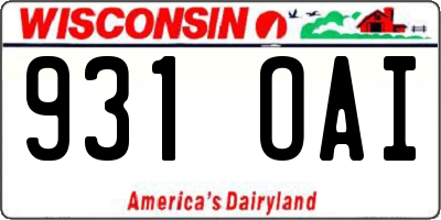WI license plate 931OAI