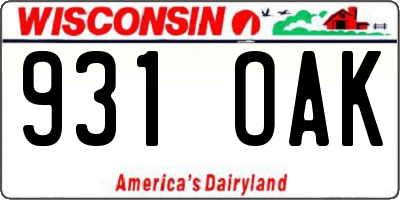 WI license plate 931OAK