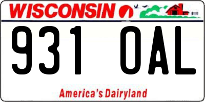 WI license plate 931OAL