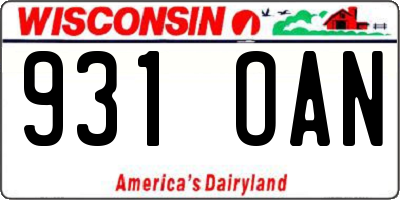 WI license plate 931OAN