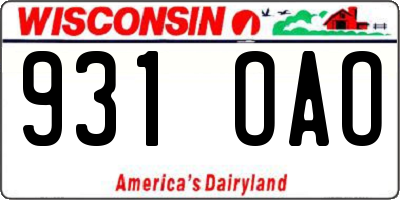 WI license plate 931OAO