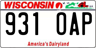 WI license plate 931OAP