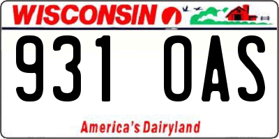 WI license plate 931OAS