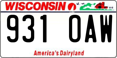 WI license plate 931OAW