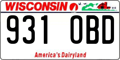 WI license plate 931OBD