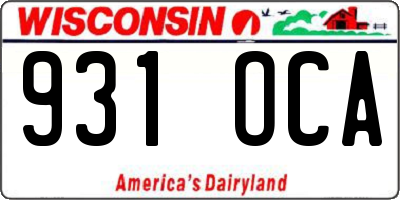 WI license plate 931OCA