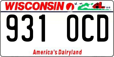 WI license plate 931OCD