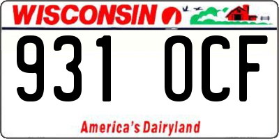 WI license plate 931OCF