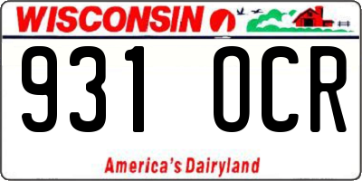 WI license plate 931OCR