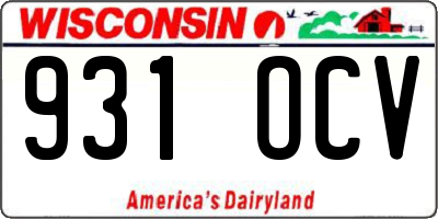 WI license plate 931OCV