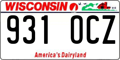 WI license plate 931OCZ