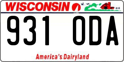 WI license plate 931ODA