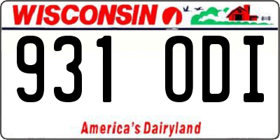 WI license plate 931ODI