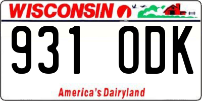 WI license plate 931ODK