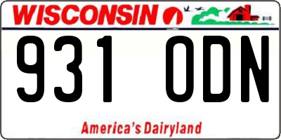 WI license plate 931ODN