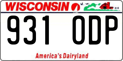 WI license plate 931ODP